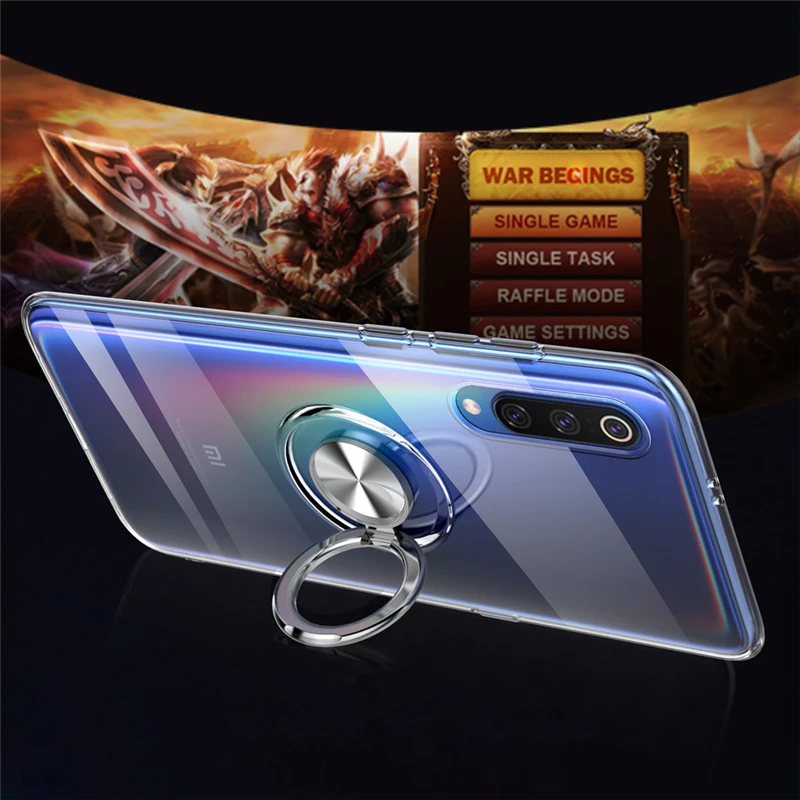 Прозрачный силиконовый чехол для Xiaomi mi 9 SE 8 mi 9 mi 8 с защитой от отпечатков пальцев металлическое кольцо противоударный чехол красный mi Note 7 Pro чехол s Note7