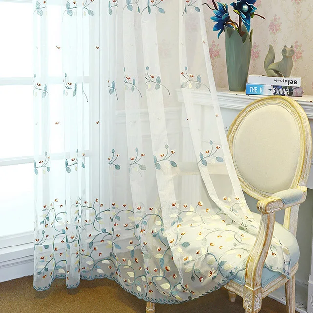 Tulle 01 Пасторальный стиль, вуаль, тюль, отвесные занавески для спальни, гостиной, окна, Высококачественная вышивка, цветочные экраны, милый стиль, WP406#40 - Цвет: Tulle 01