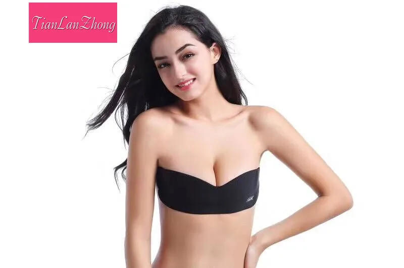 100 pcs Hot Sale Complexion Push Up Strapless Wire Free Invisible Back Closure Seamless One-Piece Sexy Female Bras