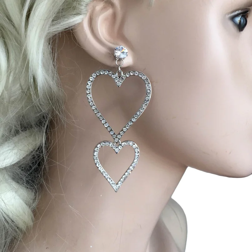Женские серьги подвески из металлического сплава|big heart earrings|drop earringsheart drop earrings |