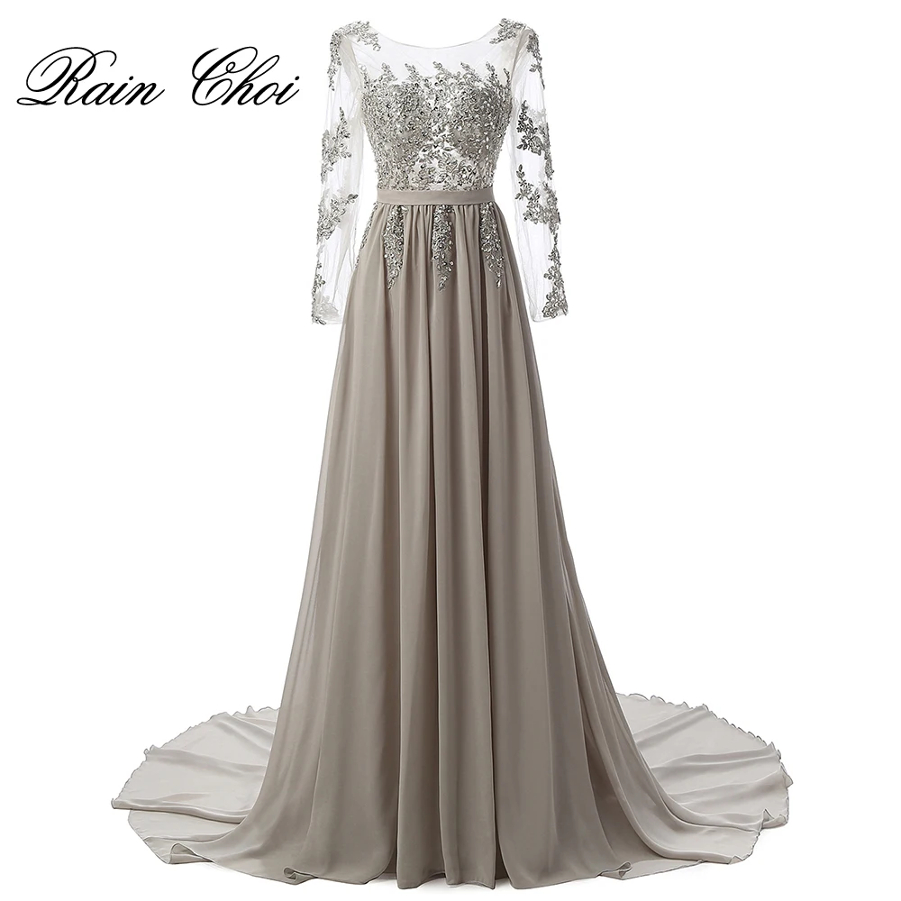 

Long Sleeves Evening Dresses Sexy Long Formal Gowns A Line Party Evening Dress