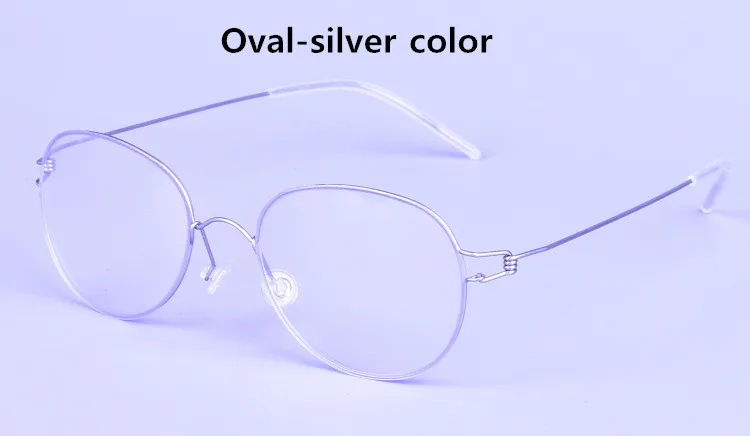 Oval-silver color Ретро оправа овальная ручная работа титановая оправа для очков мужские Брендовые очки для чтения синий светильник Ocluos monturas de lentes mujer - Цвет оправы: Oval-silver color