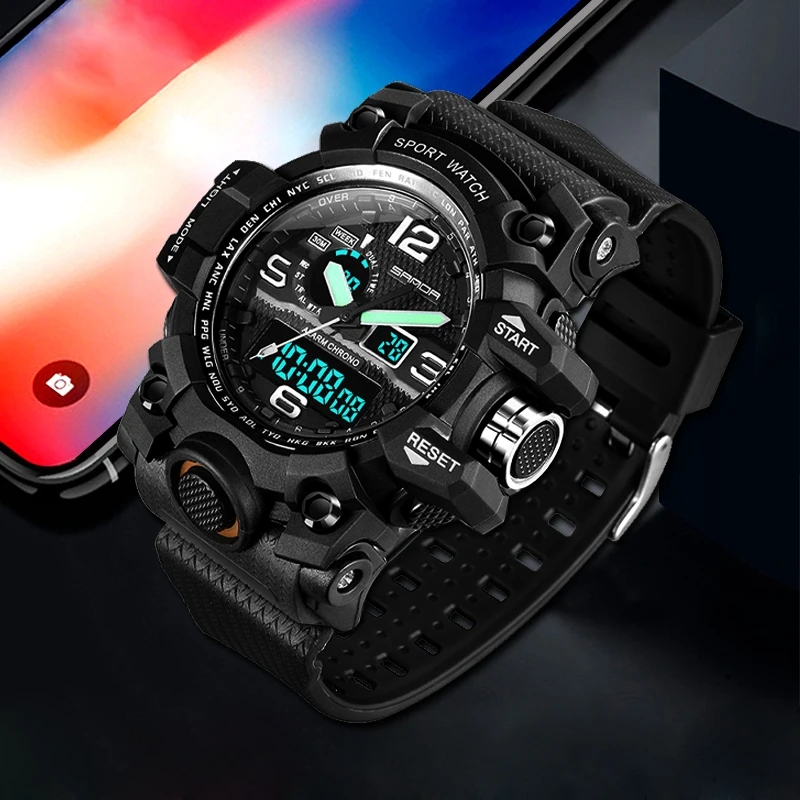 SANDA спортивные часы для мужчин двойной дисплей наручные светодиодные