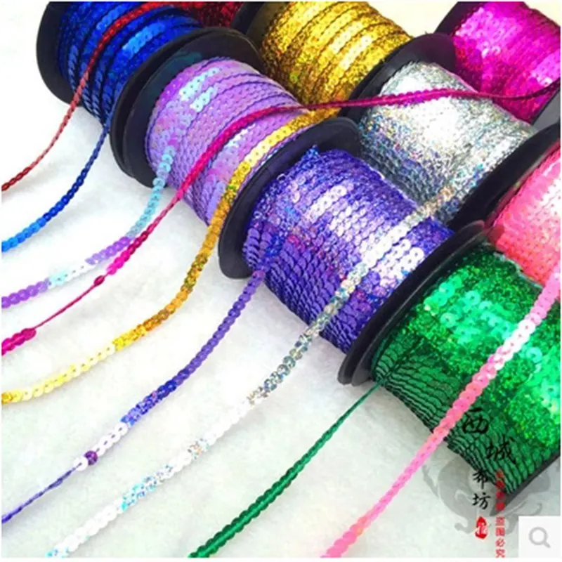 100yards/lot 6mm multicolor Sequins Sequin Band Webbing Ribbon Cord Rope for Clothes Tailor Sewer Sewing Craft Gift 019006010