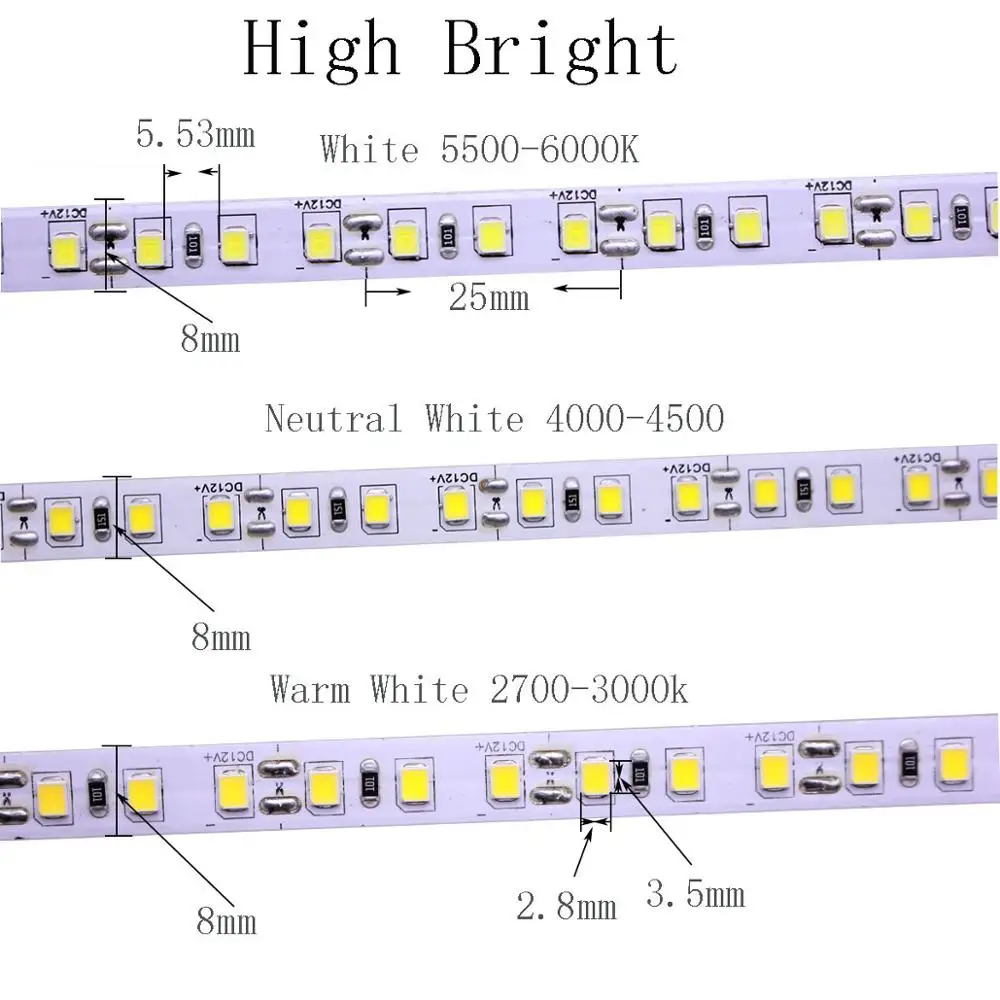 Светодиодная лента 2835 SMD 240 светодиодный s/m 5 м 300/600/1200 светодиодный s DC12V высокий яркий гибкий светодиодный ленточный светильник теплый белый/холодный белый