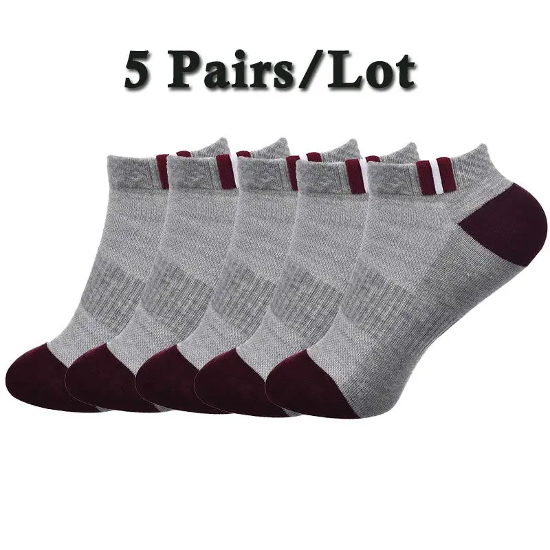 SKCOSOCKS, высокое качество, Бамбуковые мужские носки, повседневные, дышащие, в полоску, деловые, короткие носки, хлопок, Meias Chaussette Homme, 5 пар - Цвет: SetA-02