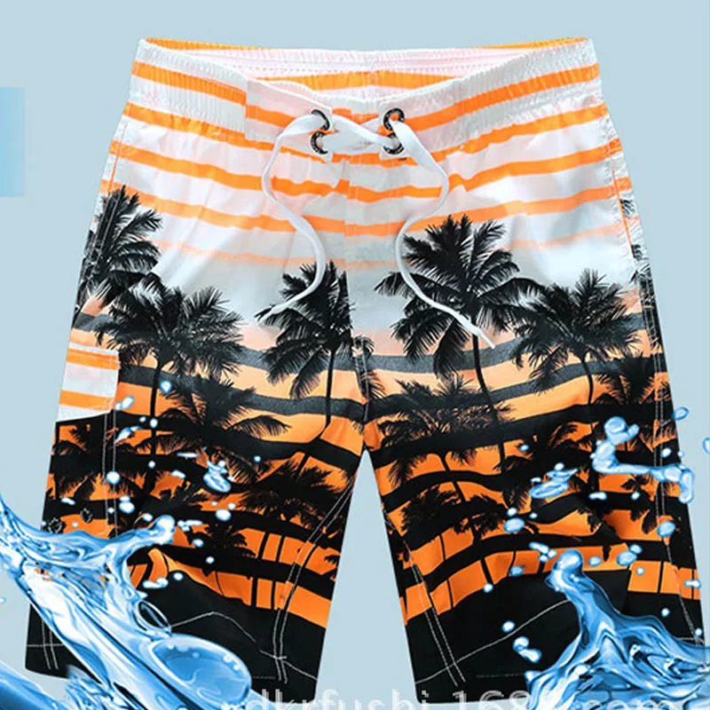 Гавайский Пляж Шорты Мужчины Полосатый Человек Совета Шорты Boardshorts Купальники Стволы Сетка Выстроились Quick Dry Доска Для Серфинга - Цвет: orange shorts