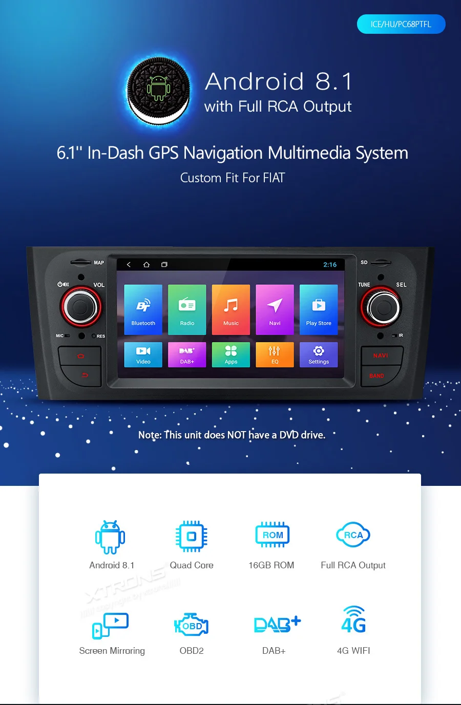 XTRONS 6," Android автомобильный стерео радио плеер для FIAT Grande Punto(199/310) Linea(323) gps навигация RCA выход TPMS без DVD