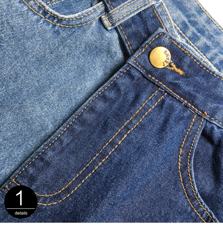 [EAM] New Spring Fashion High Waist Patchwork Hit Color Detachable Blue Jeans Straight Denim Pants Women SC08