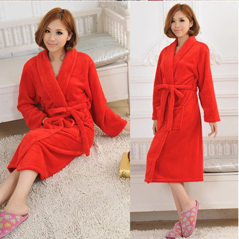 Long Bathrobes Women Robe Autumn Winter Warm Sleeve Flannel Female Sleepwear Lounges Homewear Pyjamas Nightdress | Женская одежда
