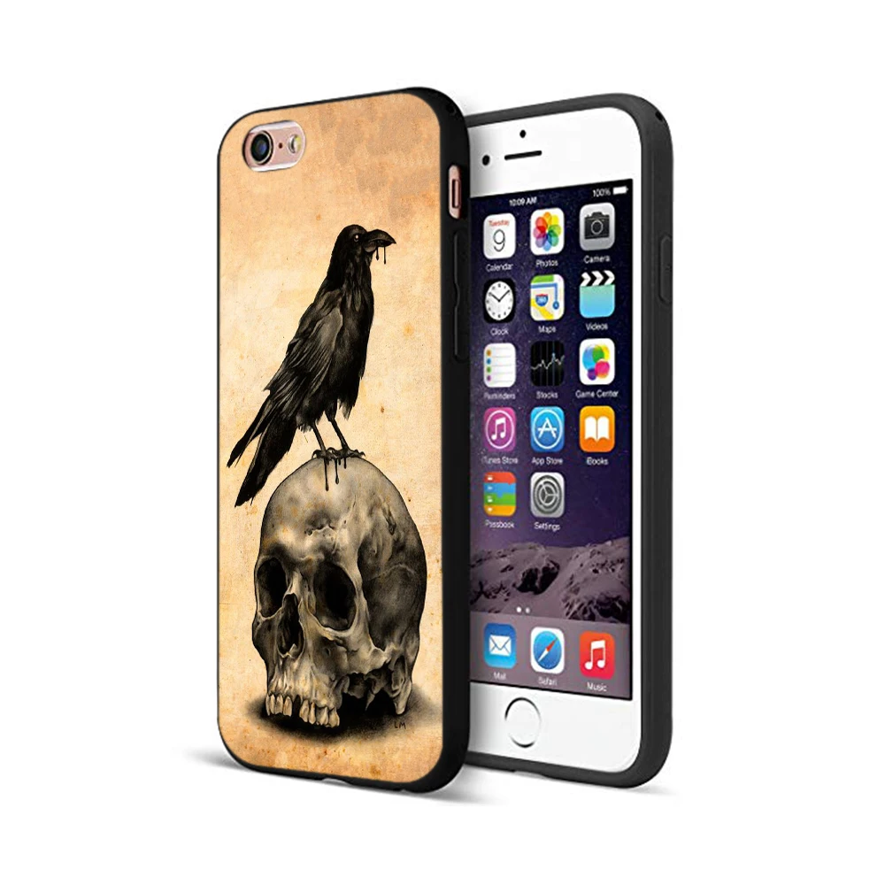 12691 Черный чехол ТПУ для iphone 5 5s se 6 6s 7 8 plus x 10 чехол силиконовый чехол для iphone XR XS 11 pro MAX чехол череп ворона цветок - Цвет: 12691