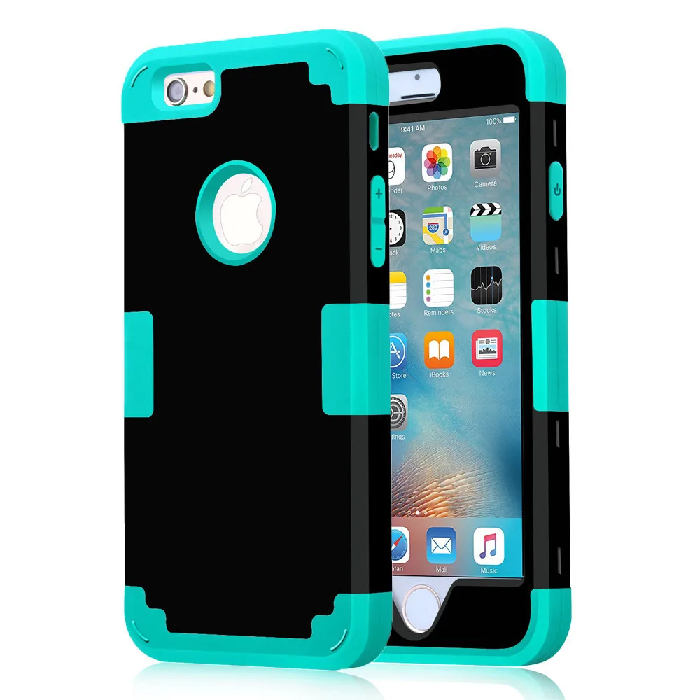 For Apple iPhone 7 Case Shockproof Protect Hybrid Hard Rubber Impact Armor Phone Cases 5//5S/5C/SE/6/6S Plus/7 Cover |