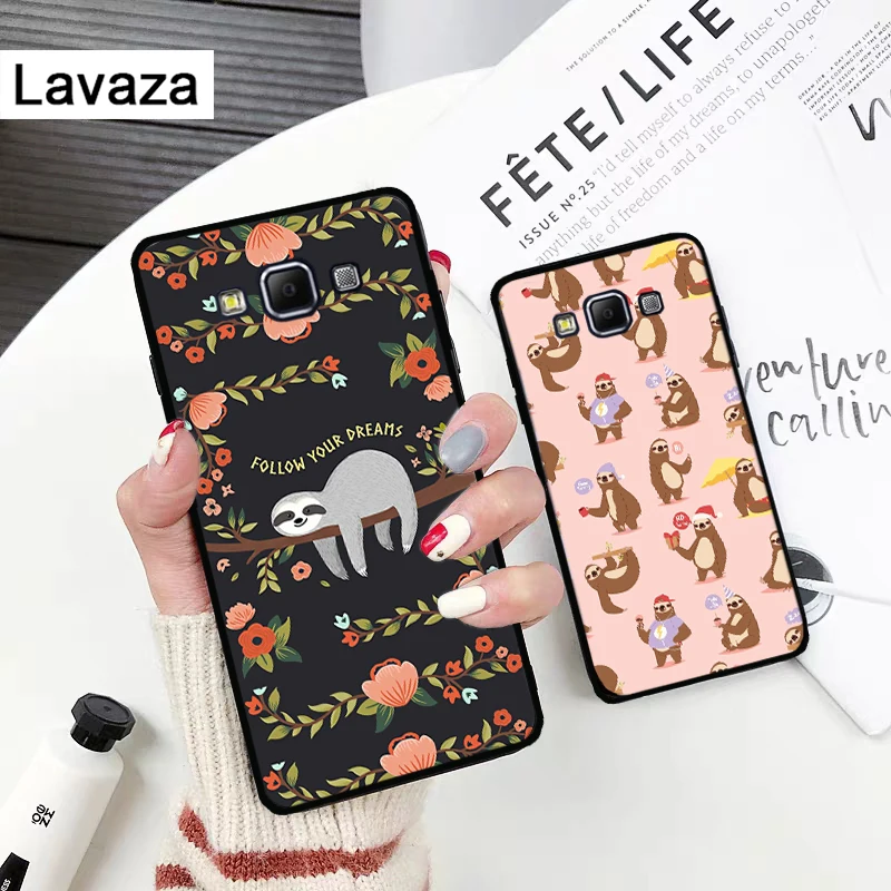 Серый Ленивцы и цветами силиконовый чехол для Samsung A2 Core A3 A5 A6 плюс A7 A8 A9 A10 A30 A50 A60 A70