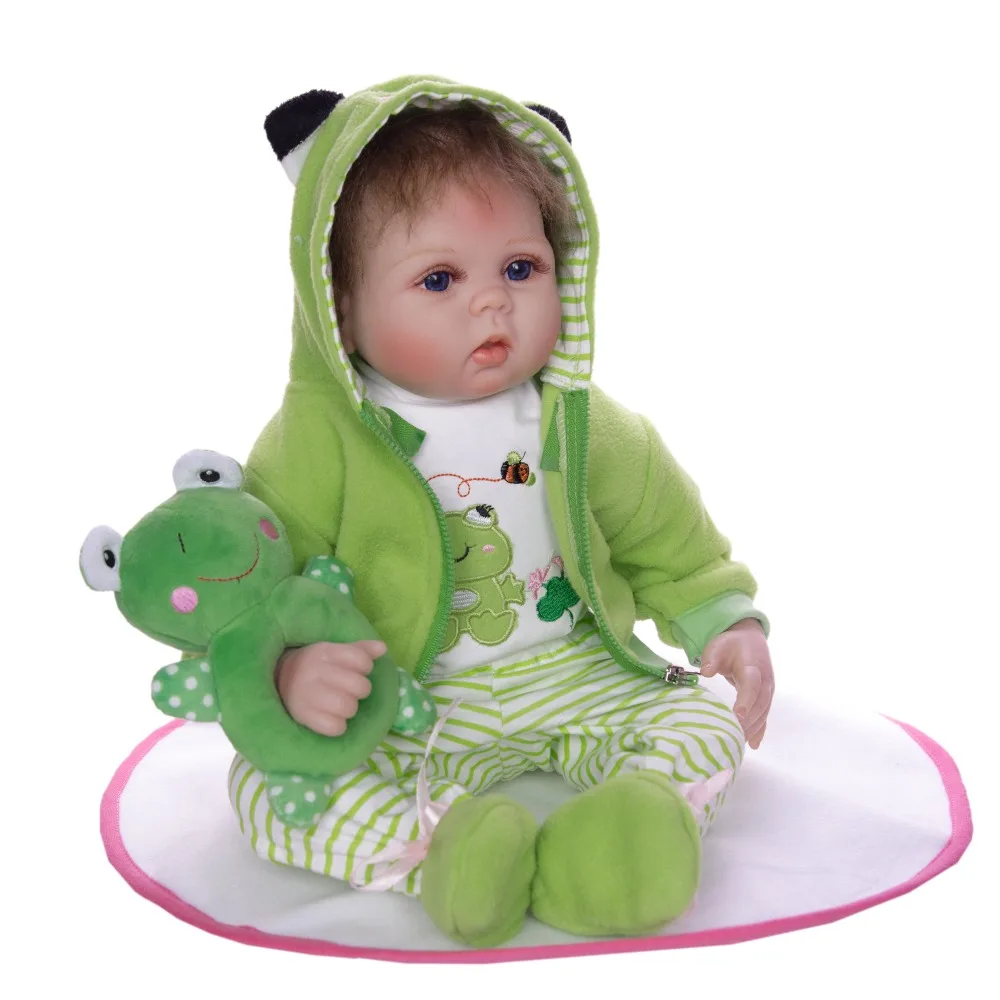 Reborn Baby Dolls 50 55 см мягкий силикон зеленая лягушка мягкая ткань Новорожденные