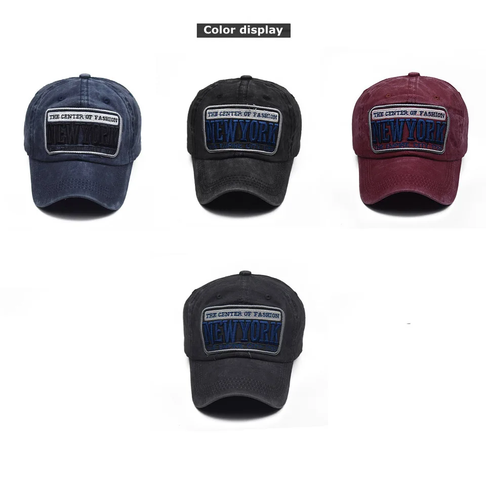 Sand washed 100% cotton baseball cap hat for women men vintage dad NEW YORK embroidery letter outdoor sports caps | Аксессуары для