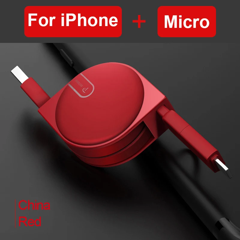 2 in 1 A and M-Red OATSBASF 3 в 1 Micro usb type C 8 Pin для iPhone XS Max X 8 7 Nokia 8 USB Выдвижной зарядный кабель для Xiaomi huawei 2 в 1 USB - Цвет: 2 in 1 A and M-Red