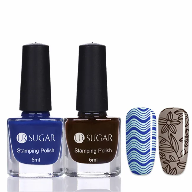 Pattern6 Ur Sugar 2 бутылки/набор лак для ногтей 6 мл печать ногтей штамповка лак для ногтей маникюрный лак 12 цветов на выбор - Цвет: Pattern6