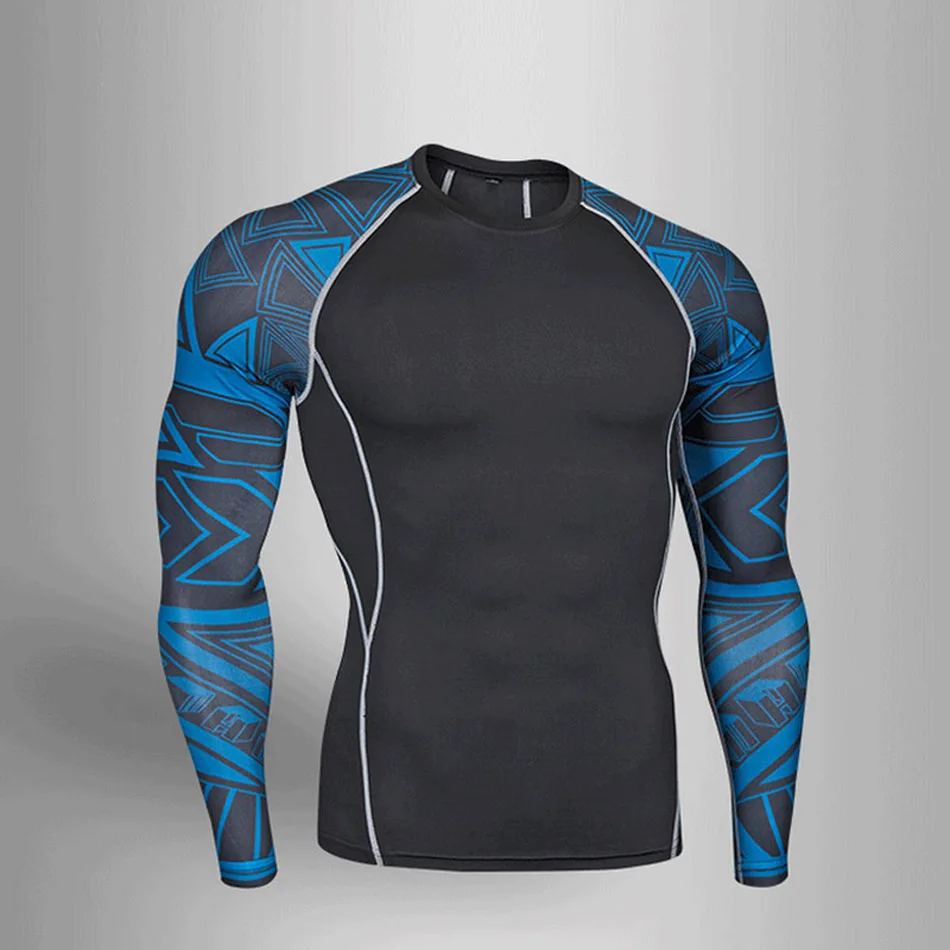 T-Shirt Топ kwaliteit мужское термобелье комплект спортивный костюм компрессионный пот быстросохнущее Нижнее белье термобелье Мужская одежда кальсоны - Цвет: T-Shirt