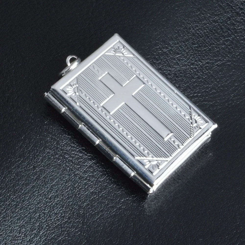 Модное серебряное покрытие крест кулон фото медальон ожерелье с цепочкой