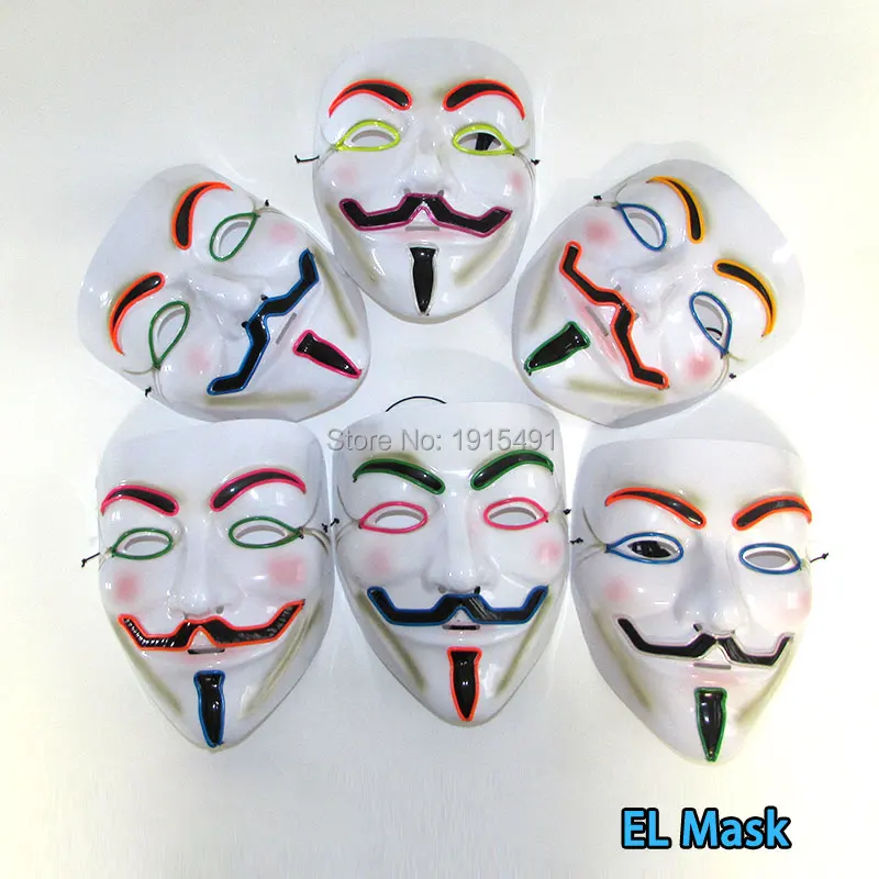 Высококачественная модная Праздничная маска El wire Ghost праздничная светящаяся