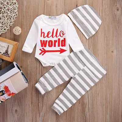3 шт. детский хлопковый комбинезон в полоску с длинными леггинсами | Детская