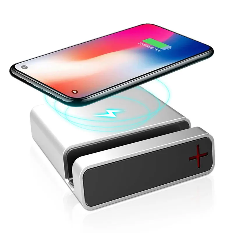 2 в 1 Беспроводное зарядное устройство QI Быстрая зарядка Настольный 3 USB держатель