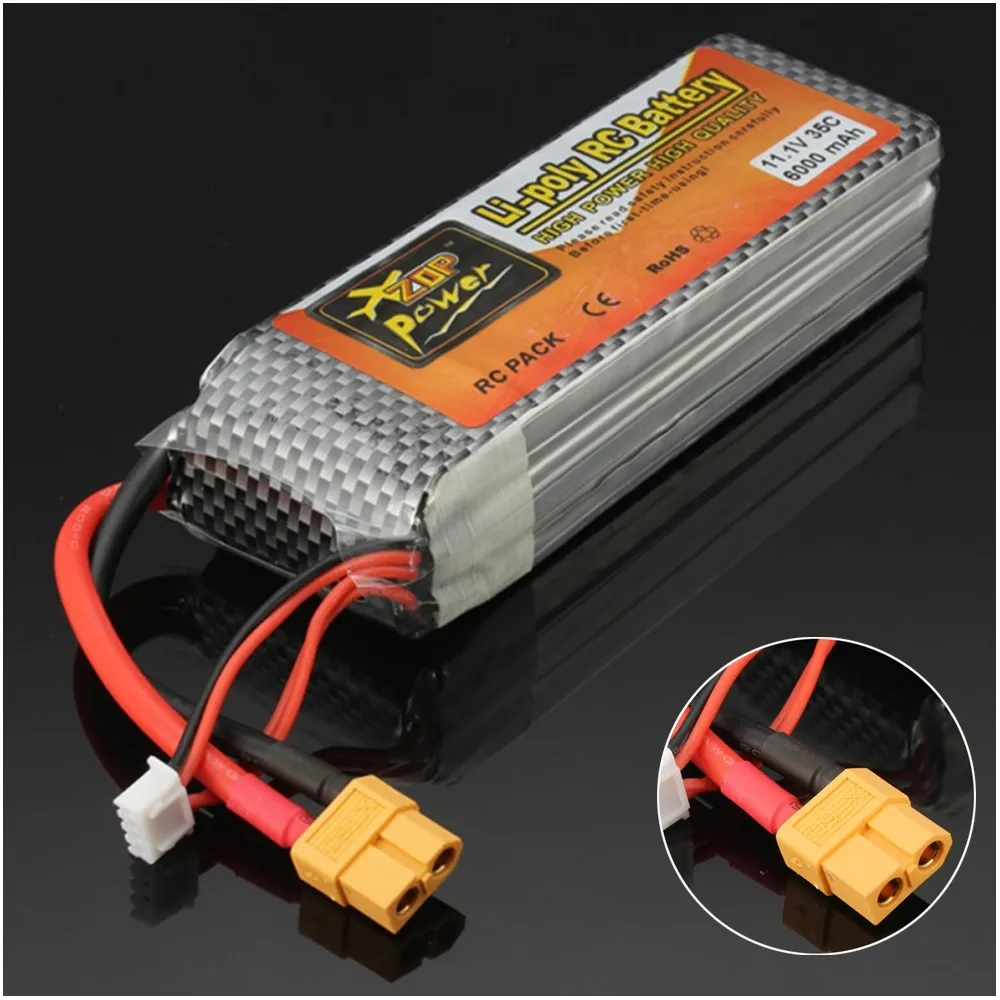 1 шт. ZOP Power LiPo аккумулятор 11 В 6000 мАч 3S 35C XT60 разъем для радиоуправляемого
