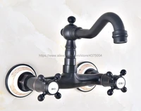 basin faucets oil rubbed bronze bathroom kitchen faucet swivel wall mounted dual handle hot cold mixer taps nnf455