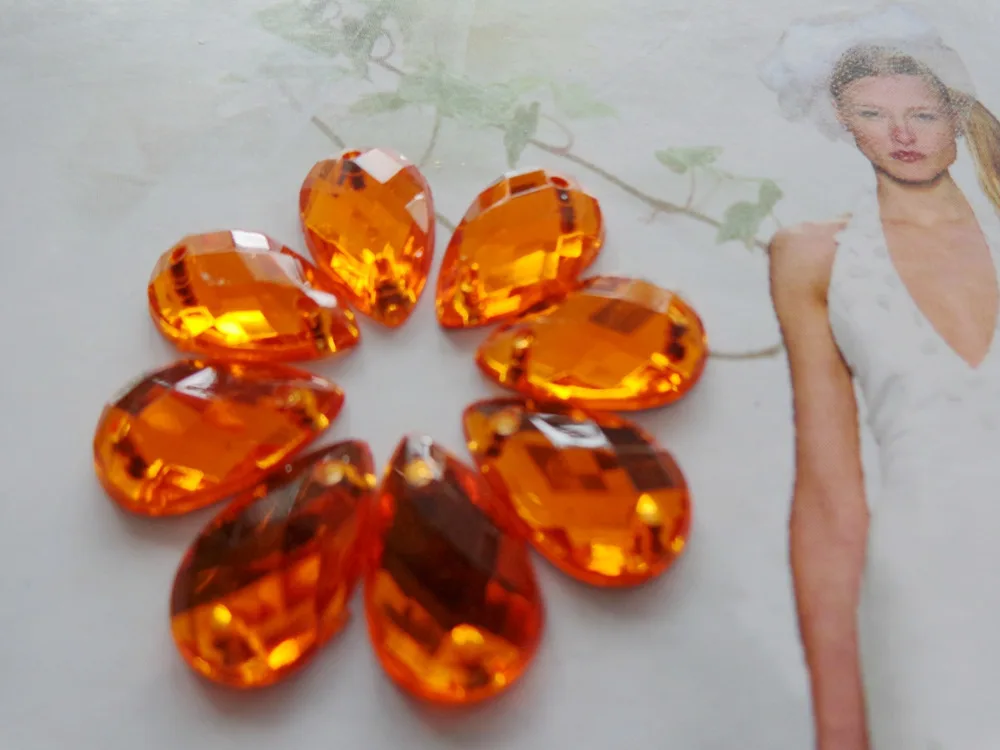 Бусины оранжевого цвета в форме капли 8*13 мм стразы Пришивные кристаллы