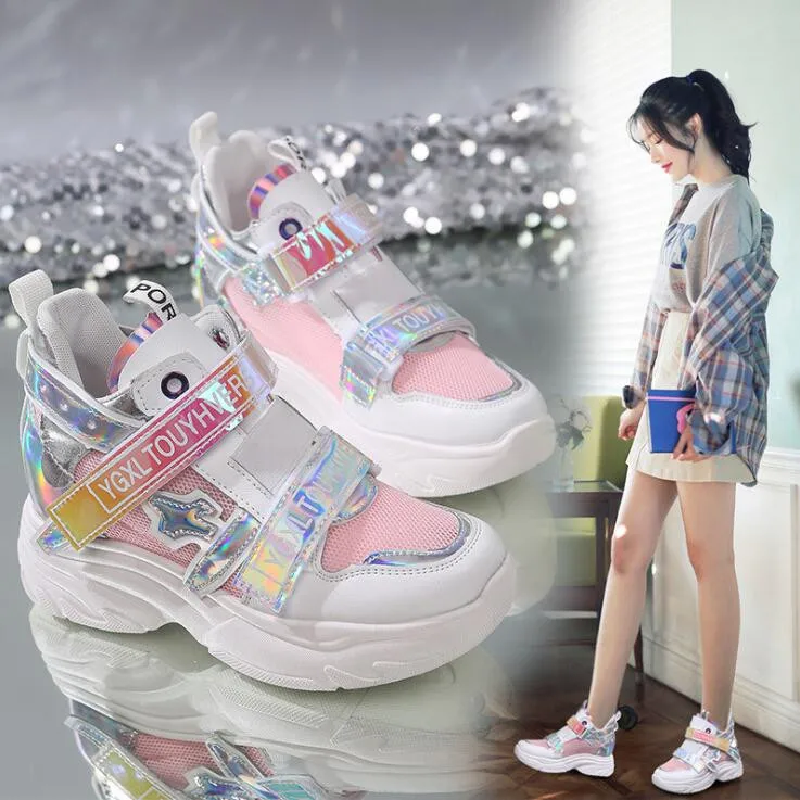Женские кроссовки на платформе белые повседневные кожаные Chaussure Femme 2019 | Обувь