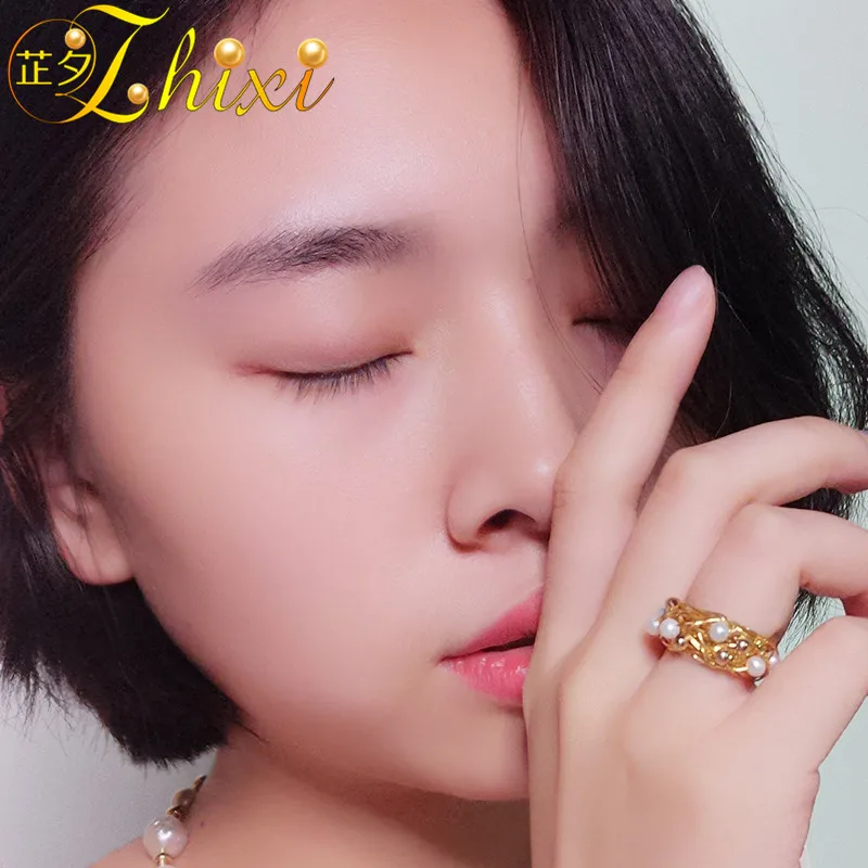 ZHIXI кольцо с пресноводным жемчугом для женщин ювелирные украшения круглые