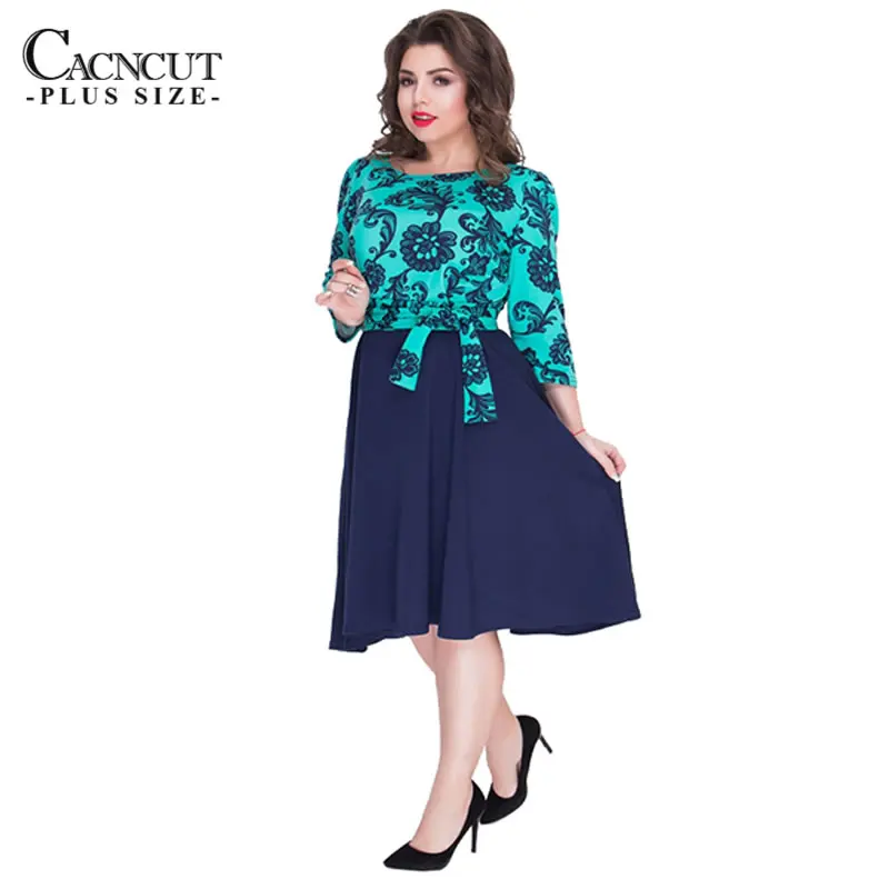 CACNCUT Новые Платья с цветочным принтом большого размера s 2019 летнее лоскутное