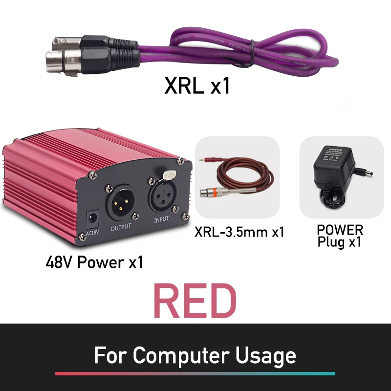 YUEPU RU-P48V 48В Питание для конденсаторный микрофон XRL разъем - Цвет: RED-For Computer