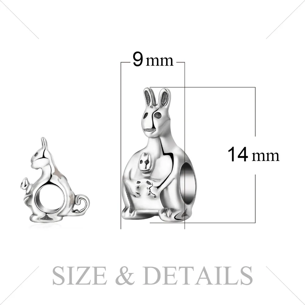 JewelryPalace 925 пробы серебро мама кенгуру и ребенка Joey Шарм Бусины Fit Браслеты для