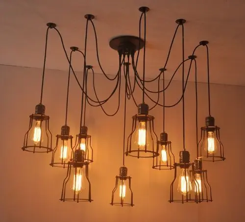 

Living Room Pendant Light 10 Lights Loft Vintage industrial Spider Arms Hanging Fixture Kitchen Room suspension Lighting