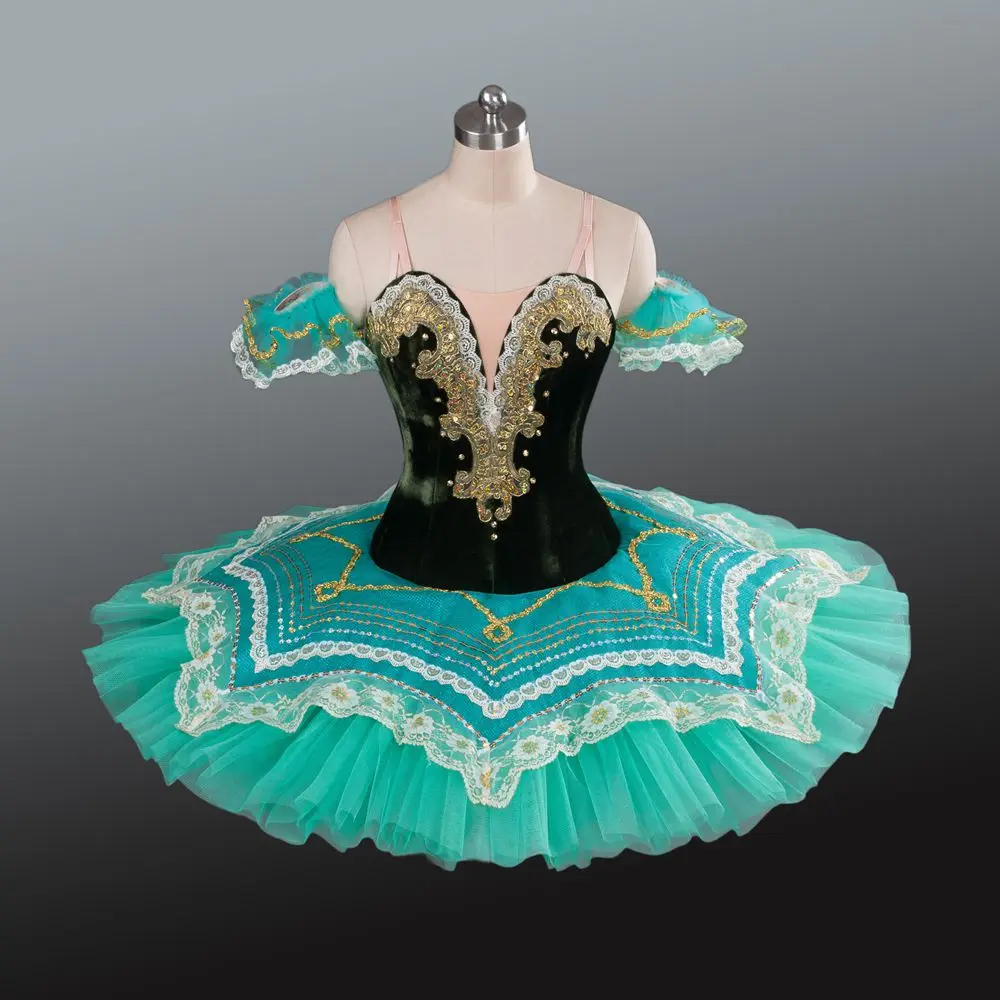 

2016 New Arrival Black Green Ballet Tutus For Ballet Competition And Performance Adult Velvet Nutcracker For Dance Show AT1079B