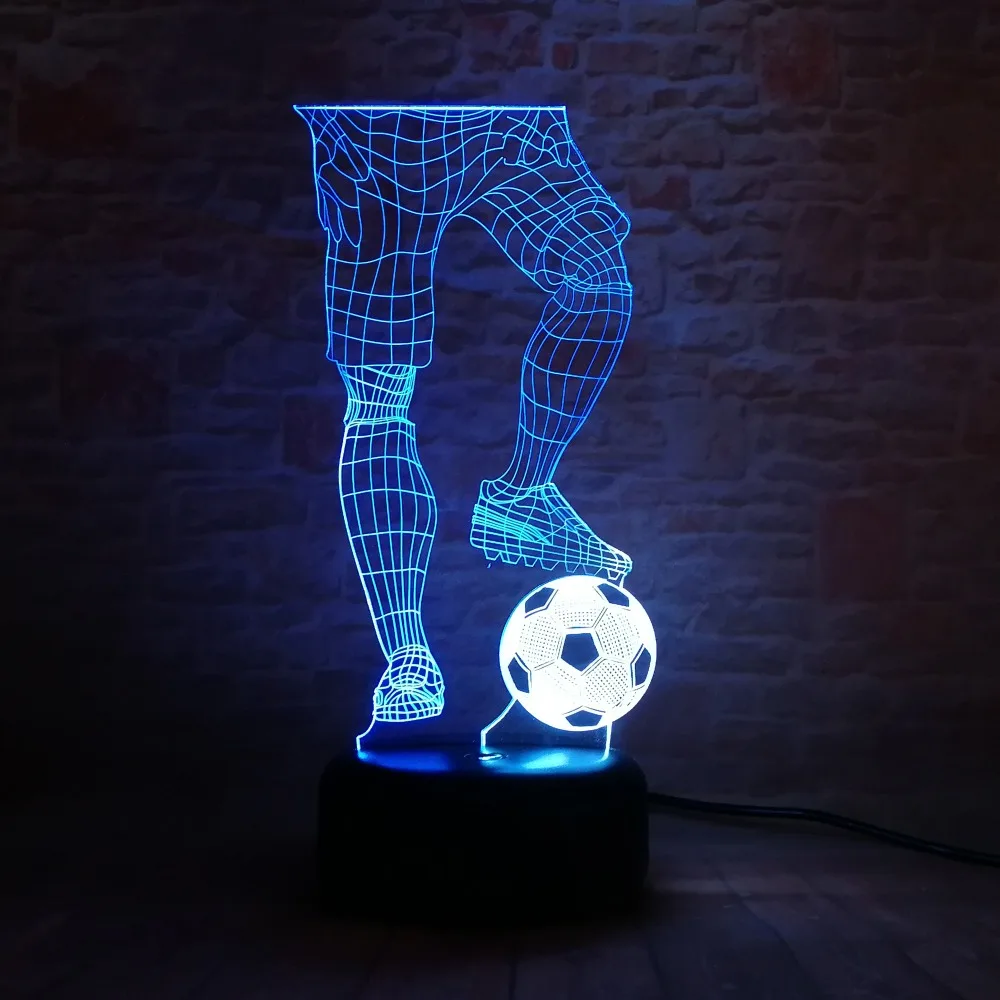 3D Soccer Football MAN Touch Table Lamp 7 Colors Changing Desk USB Powered Night LED Light Bedroom Decor Festival Holiday Gifts | Лампы и