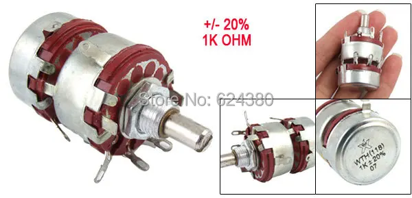 WTH118 1K 4K7 10K 47K 100K OHM 20% 2W 2 два Tang поворотного провода конусный потенциометр