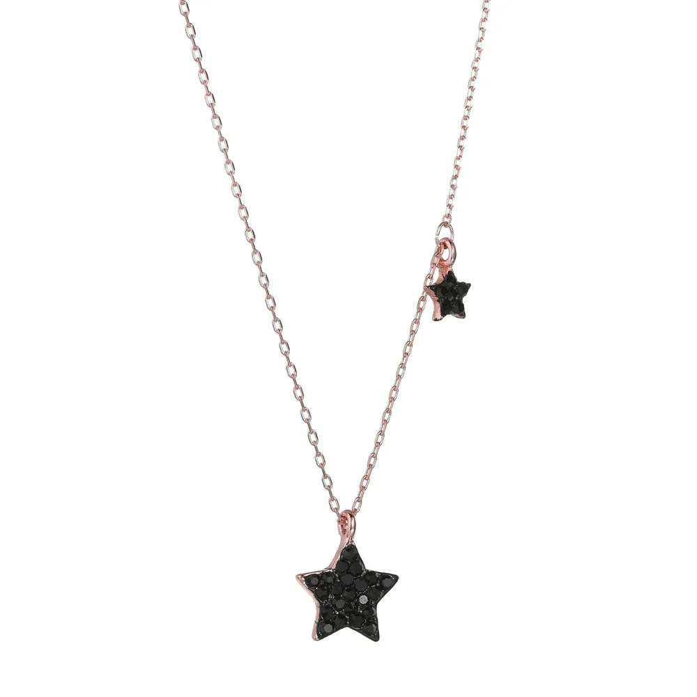 Простая Корейская подвеска Звезда Луна ожерелье для женщин Bijoux леди черный горный хрусталь ожерелье s Collier Женское Ожерелье