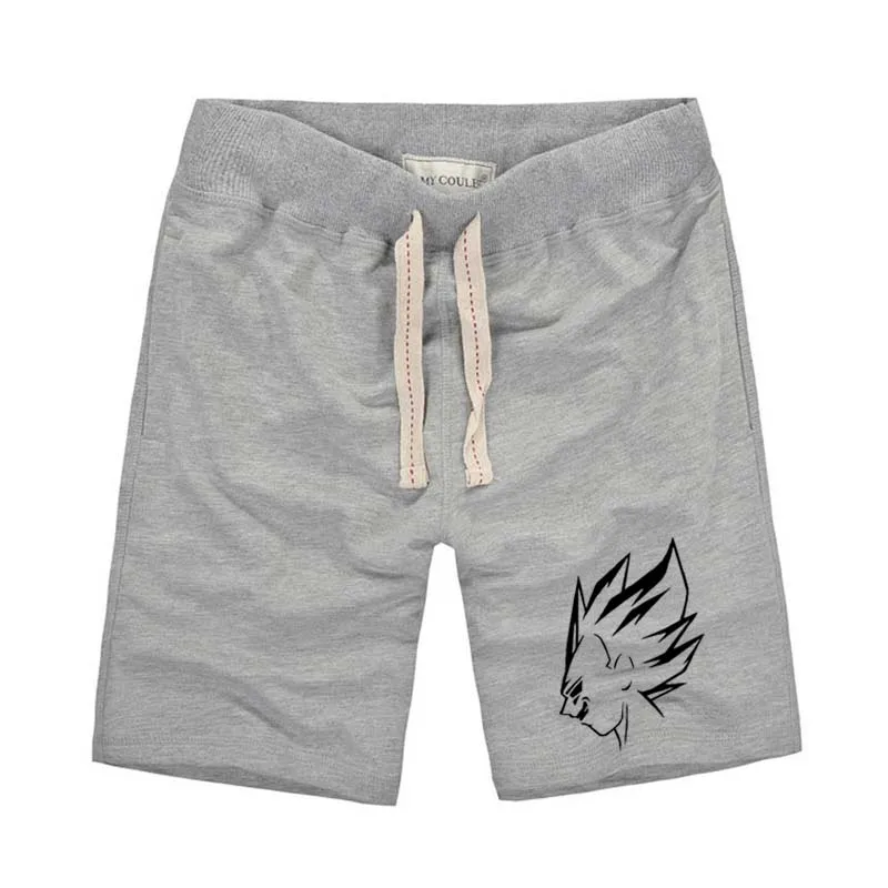 item02 - grey 2 Летние мужские шорты с принтом Dragon Ball Z, прямые мужские шорты из чистого хлопка, Saiyan, черные короткие штаны - Цвет: item02 - grey 2