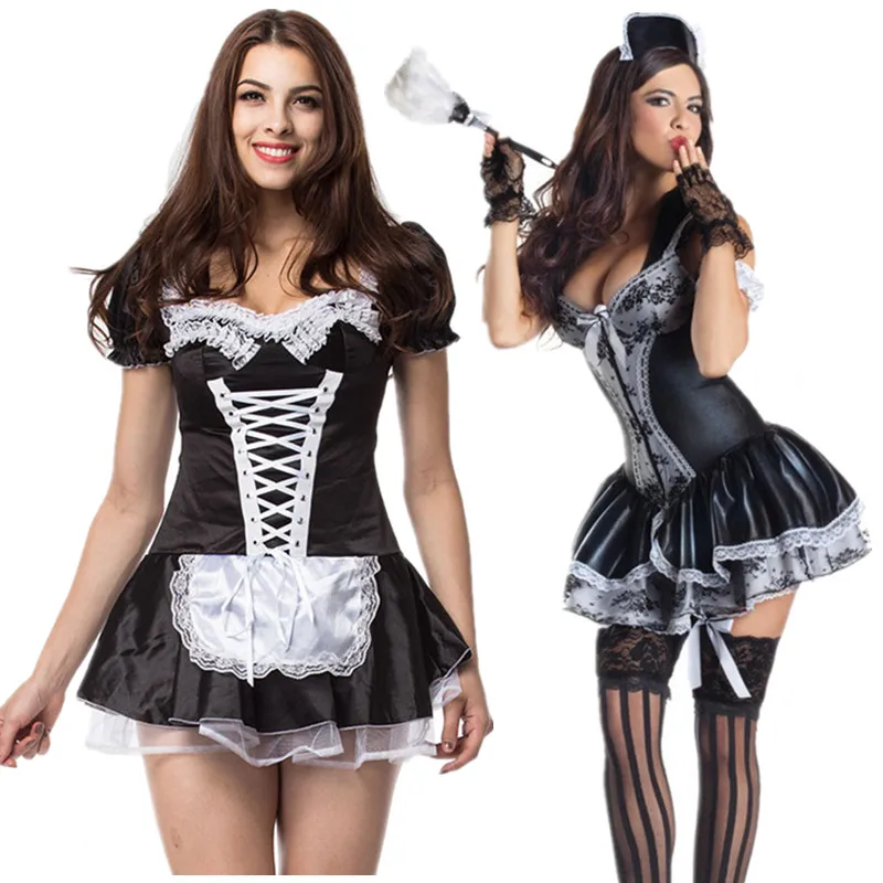 Фото S-6XL Adult Women Black&White French Maid Lolita Dress Halloween Fancy Short Sleeve Sexy Servant Costumes Тематическая одежда S-6XL Adult Women Black&White French Maid Lolita Dress Halloween Fancy Short Sleeve Sexy Servant Costumes Тематическая одежда