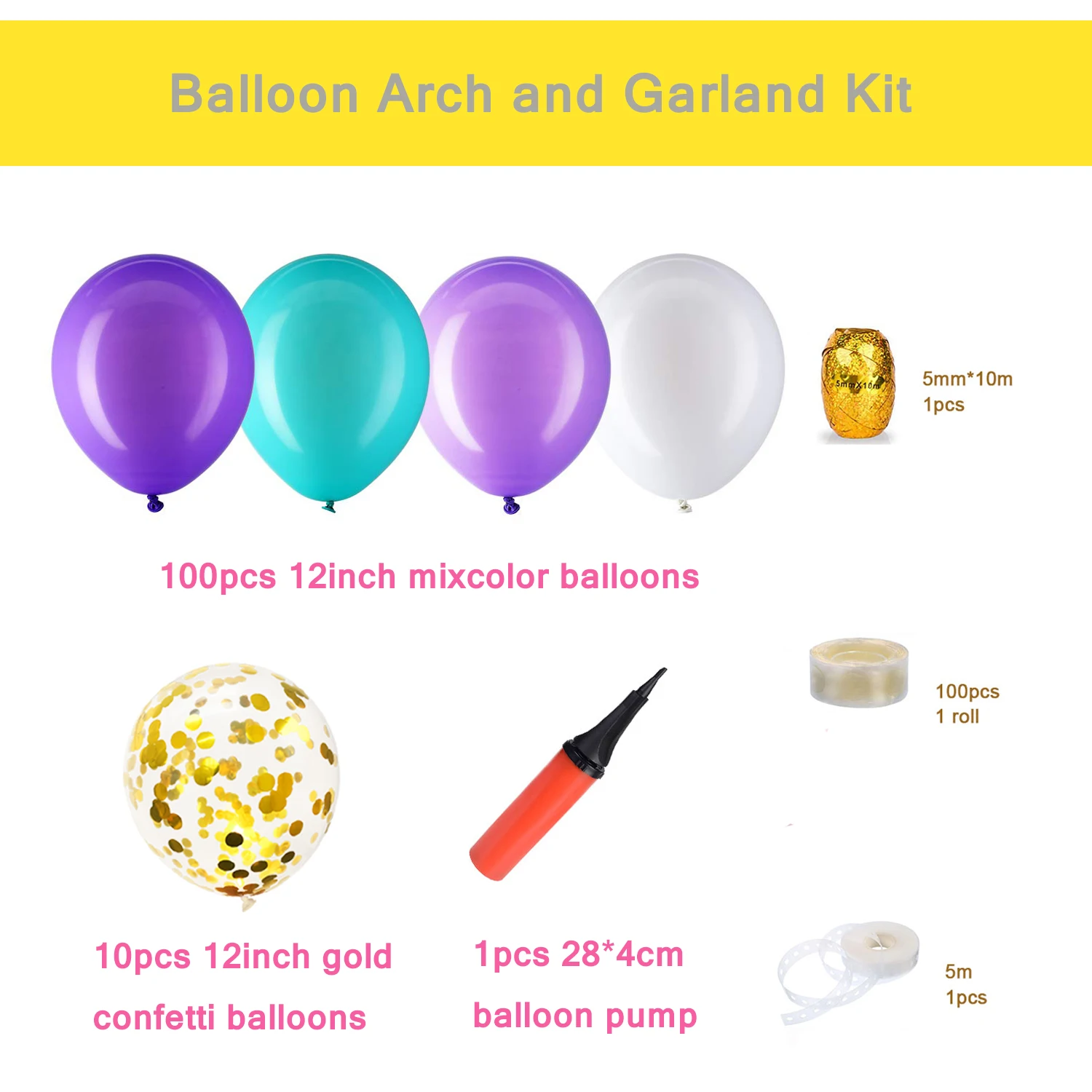 

ZLJQ 114 Pieces Purple Blue White Balloon Garland Kit Balloon Arch Garland For Mermaid Birthday Party Decorations Kids Toys Ball