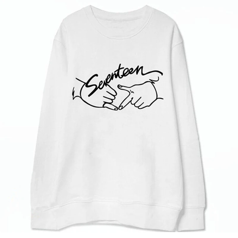 Осенние KPOP 17 толстовки с принтом пальцев женские хлопковые длинными рукавами и