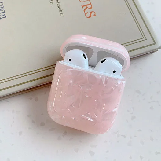 Чехол для AirPods, роскошный мягкий силиконовый чехол из ТПУ с рисунком раковины, чехол для наушников s для Apple Airpods 2, чехол Funda Girl - Цвет: PINK
