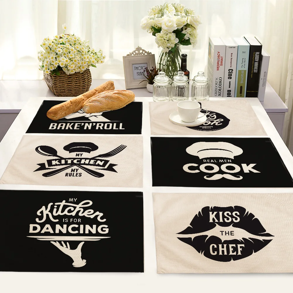 Новый модный кухонный коврик с рисунком для обеденного стола хлопковая льняная