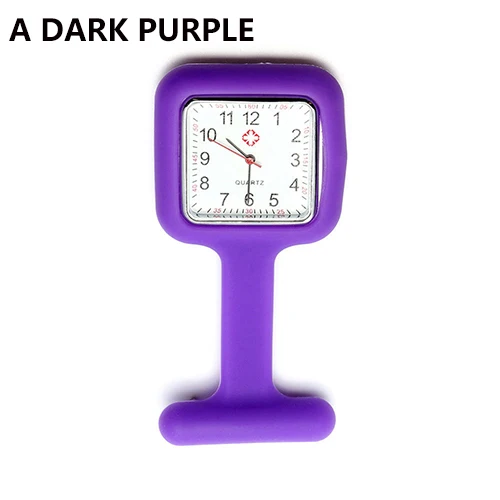 Style A Dark Purple Силикон Медсестра часы Брошь Туника Брелок часы с бесплатной батареей доктор медицинская новая система прямых поставок - Цвет: Style A Dark Purple