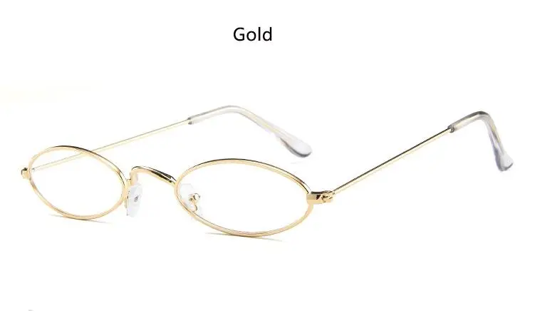gold clear Красные овальные очки Металлические Модные мужские круглые солнцезащитные очки в готическом стиле Маленькие хип-хоп узкие очки трендовые женские солнцезащитные очки - Цвет линз: gold clear