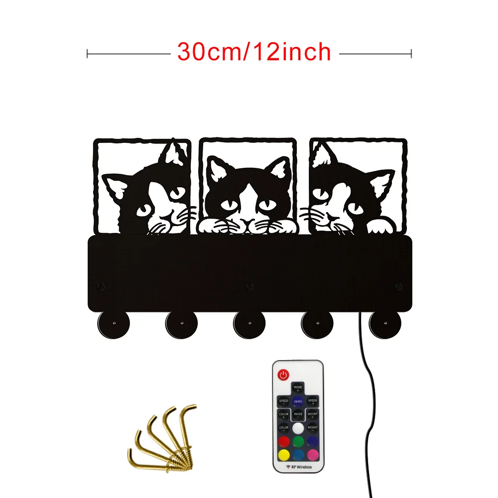 Peeping Cat 3D Настенный арт крючок рельсы тройной стены искусства с Lovley Cat тема одежды крючок вешалка стены искусства украшения