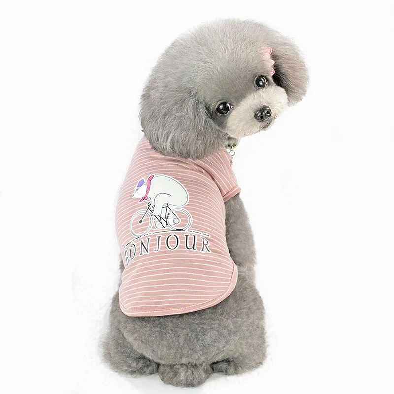 Одежда для кошек жилет собак полосатый хлопковый маленький белый в полоску с