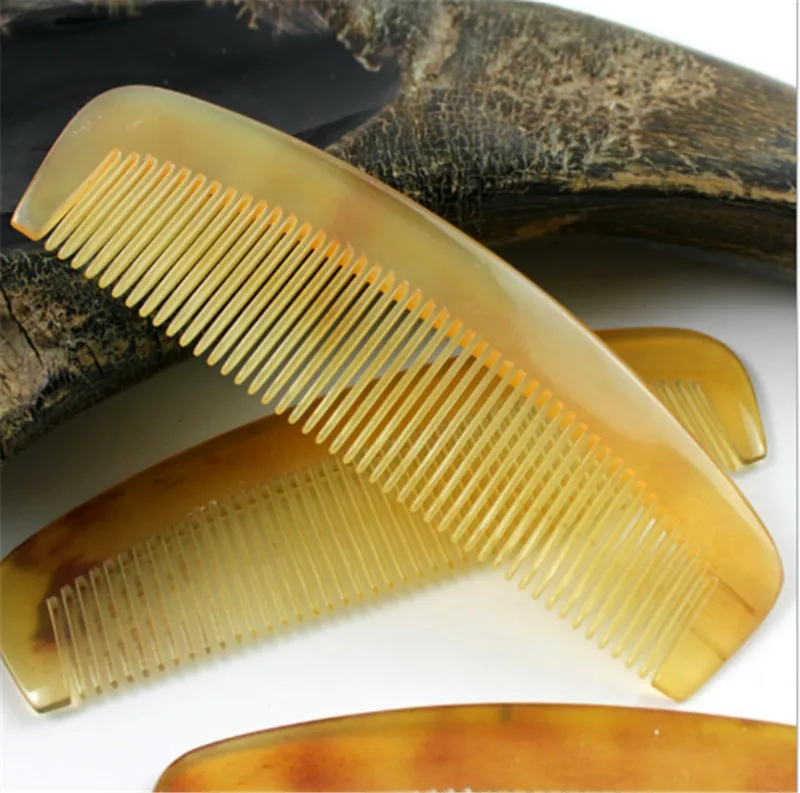 New Natural Amber Ox Horn Comb Of Hair No Static Health Care Hair Brush Hairdressing Comb For Hair Free Shipping